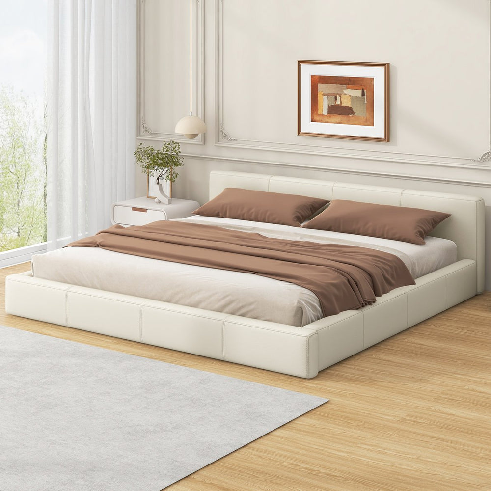 English Elm Christopher Knight Home® - [Stylish Beige Upholstered Bed] - Modern Elegance Meets Durability For Ultimate Bedroom Comfort! N769P241238K