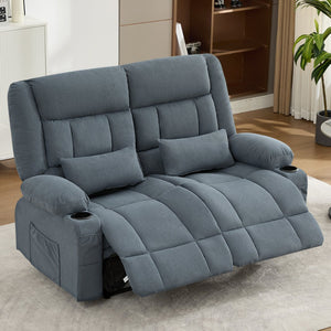 English Elm Recliner Oversized Manual Loveseat with Cup Holders and Side Pocket, Ergonomic 150° Recline, 600lb Capacity Blue W1521S00075