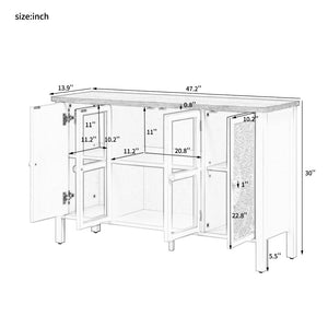English Elm Vibe 47.2'' Retro Tv Stand For 43" Tvs - Stylish Media Console With Glass Doors & Secure Storage Solution N724P233371K-GIGA