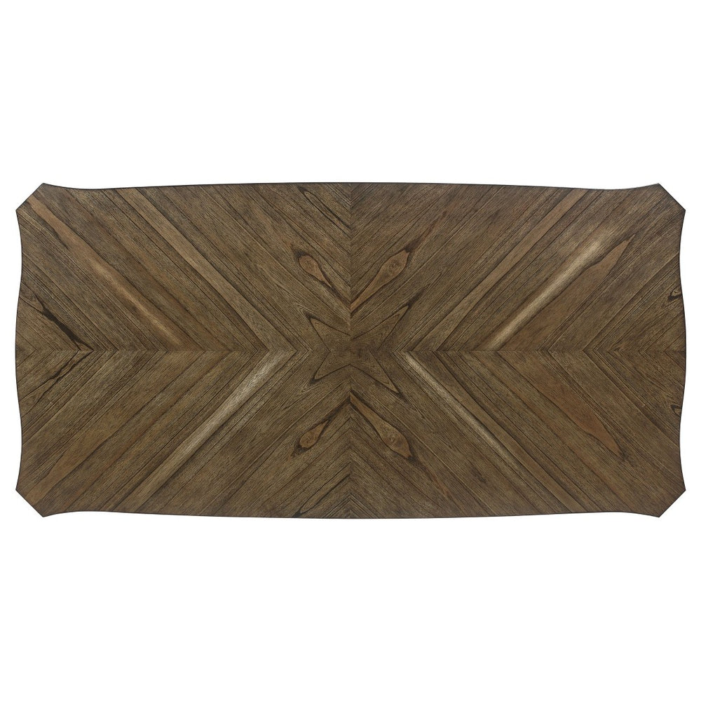 English Elm Seaside 5-Piece Dining Table Set - Rustic Cream & Nutmeg, Starburst Top, Charming Farmhouse Style B062S01225-GIGA