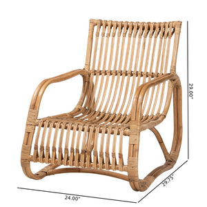 English Elm Modern Handcrafted Rattan Accent Chair Openwork Frame Bohemian Coastal Lounge Seating B2750P470069