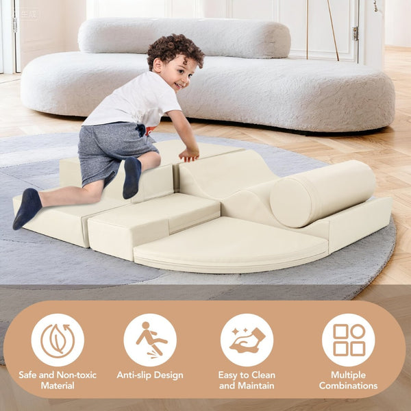 English Elm Soft Foam Toddler Playset 6 Piece Indoor Climbing Crawling Active Play Structure N710P223031K