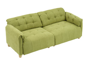English Elm French Retro Cloud Fabric Double-Seat Sofa — Compact Solid Wood Frame, Sponge Comfort, 500lb Capacity Green W1658S00119