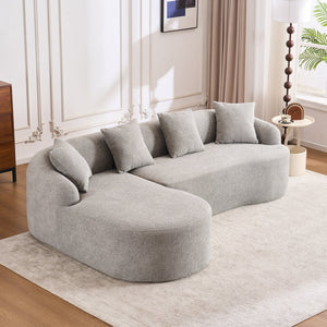 English Elm Boneless L-Shape Sectional Sofa with Curved Chaise Modern Modular Chenille Couch 30D Foam Comfort Lounge Elegance for Living Room Apartments Light Gray W2231S00010