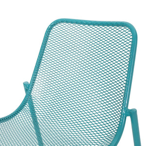 English Elm Kincaid Outdoor Iron Mesh Conversation Set Rust Resistant Patio Chairs with Side Table Teal N775P392159T