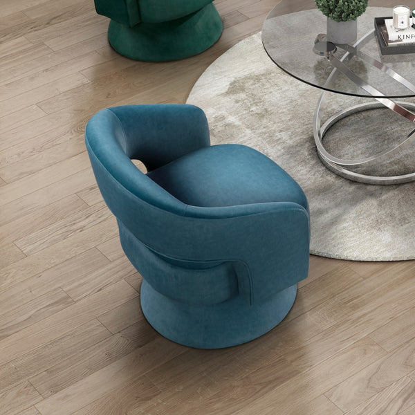 English Elm Modern Swivel Accent Chair in Lux Velvet Upholstery with Solid Wood Base, Compact Stylish Seating Teal 27.75 L x 26.5 W x 19.75 H B011P283808