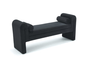 English Elm 60-inch Velvet Storage Bench Upholstered Seat with Hidden Compartment for Bedroom Entryway Black W2795P429886