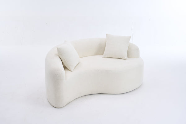 English Elm LY-042 Zen-Inspired S-Curved Dual-Depth Loveseat with Chenille Upholstery, Ready-to-Use Comfort White W2231P329713