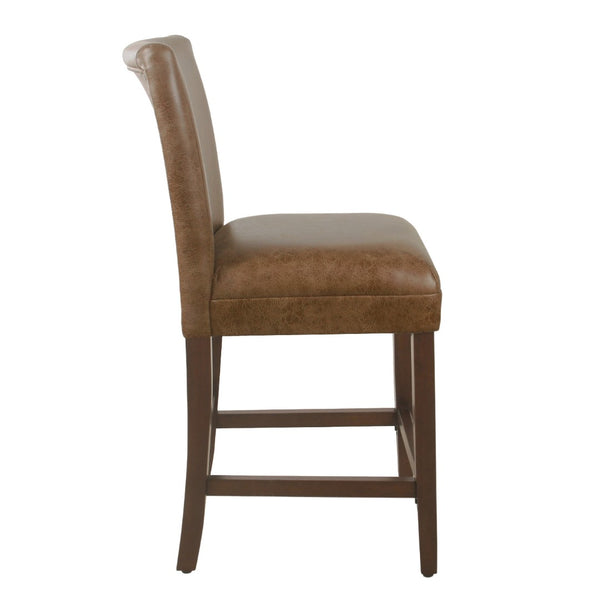 English Elm 24 Inch Counter Stool Faux Leather Cushioned Seat Walnut Wood Legs Kitchen B056P412627