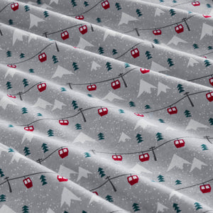 English Elm 4 Pcs Queen Sheet Set - Cozy Grey Flannel With Ski Jump Design For Ultimate Warmth & Comfort B035P319788