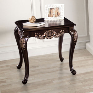 English Elm Traditional Square End Table - Elegant Dark Cherry Finish With Gold Accents & Cabriolet Legs B2741P361119-GIGA