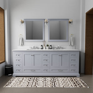English Elm Dark Grey Double Bath Vanity 84" W With Mirrors – Elegant Storage Solution For Modern Bathrooms B2731S00547
