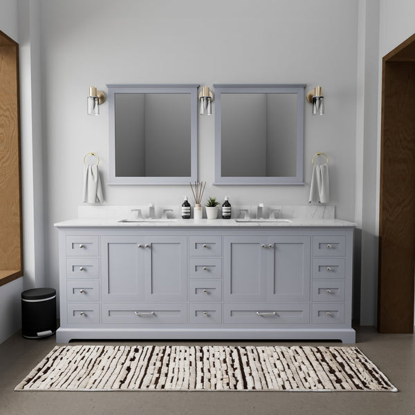 English Elm Dark Grey Double Bath Vanity 84" W With Mirrors – Elegant Storage Solution For Modern Bathrooms B2731S00547