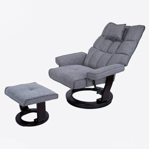 English Elm 8-point Massage Recliner with Heat Ottoman Chenille Swivel Lounge Chair W1622S00002