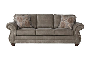 English Elm Leinster Faux Leather Upholstered Nailhead Sofa, Loveseat, and Chair Set