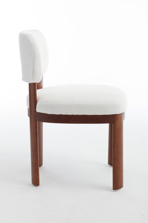 English Elm Farmhouse Fabric Upholstered Dining Chair Set Curved Back Solid Wood Legs for Two W3244P375750