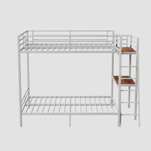 English Elm Black Full Size Loft Bed with Desk Led Lighting Charging Station and Storage Stairs White W1671S00012