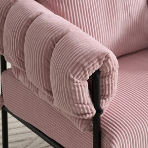 English Elm TS Modern decorative chair with plush teddy fleece upholstery and gold metal legs for luxe comfort and style Light Pink W2311P308066