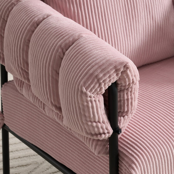 English Elm TS Modern decorative chair with plush teddy fleece upholstery and gold metal legs for luxe comfort and style Light Pink W2311P308066