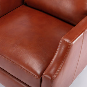 English Elm Biscoe Push Back Recliner Caramel Faux Leather Gel Mid-Century Comfort with Wood Legs, 18" Seat B050P281020
