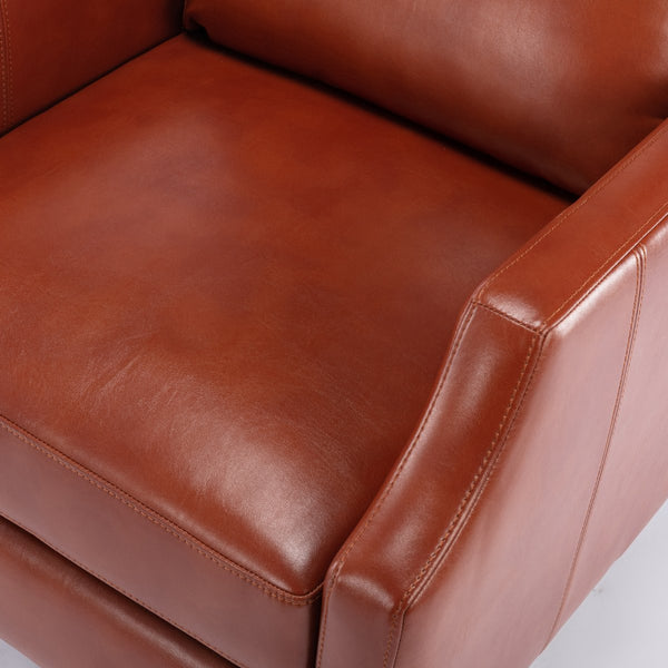 English Elm Biscoe Push Back Recliner Caramel Faux Leather Gel Mid-Century Comfort with Wood Legs, 18" Seat B050P281020