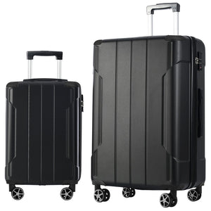 English Elm Hardshell Abs 2 Piece Luggage Set with Tsa Lock Spinner Wheels Carry on Travel Black N730P306666B