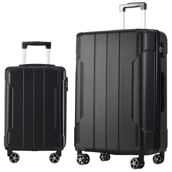 English Elm Hardshell Abs 2 Piece Luggage Set with Tsa Lock Spinner Wheels Carry on Travel Black N730P306666B