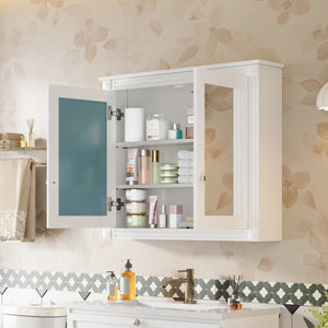 English Elm 36'' Wall Mounted Medicine Cabinet with Dual Mirrors Soft Close Doors Bathroom Storage White N710P371186K