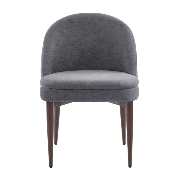 English Elm Christopher Knight Home® - Fabric Chenille Upholstered Iron Dining Chair with Ergonomic Curved Back, Plush Cushioning, Durable Frame Grey,Walnut 27.25 L x 24 W x 22.5 H N776P272026D