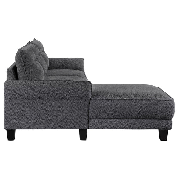 English Elm Verona Modern Grey Loose Back Sectional Sofa with Chaise, Solid Wood Frame, Pocket Coil Comfort B062S01242