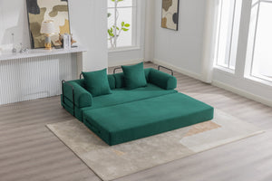 English Elm UNITED modular foldable sofa with metal frame, corduroy upholstery, side pocket & quick assembly convenience Emerald W1568P375638