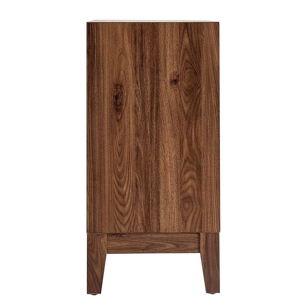 English Elm Double Door Cabinet Walnut Sideboard with Mirror-Style Accents, Removable Shelves & Solid Wood Legs W3417P388709