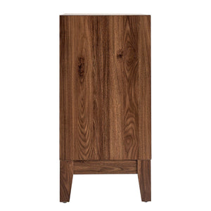 English Elm Double Door Cabinet Walnut Sideboard with Mirror-Style Accents, Removable Shelves & Solid Wood Legs W3417P388709