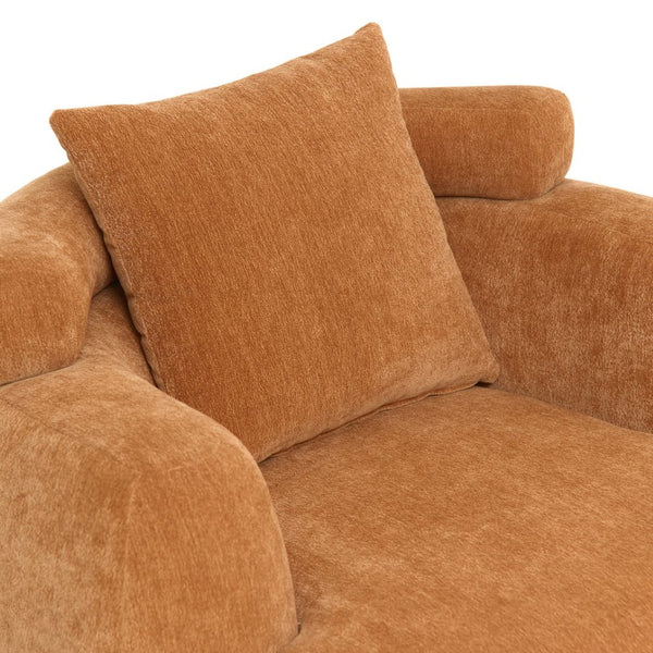 English Elm Nordic Chenille Bucket Chair Deep Cushioned Seat for Living Room Reading Lounge Brown Yellow W2901P489490