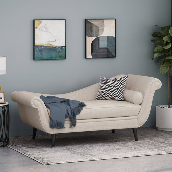English Elm Chaise Lounge Velvet Upholstered with Birch Legs Elegant Salon Style Living Room Accent 69103.00FBGE