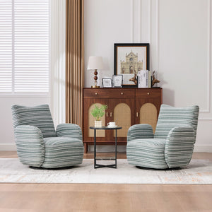 English Elm Modern Boucle 360° Swivel Leisure Chair with High‑Resilience Sponge, Supportive Curve, 550lb Capacity Mint Green W395P355484