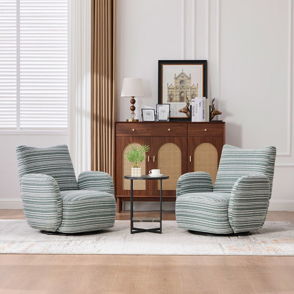 English Elm Modern Boucle 360° Swivel Leisure Chair with High‑Resilience Sponge, Supportive Curve, 550lb Capacity Mint Green W395P355484
