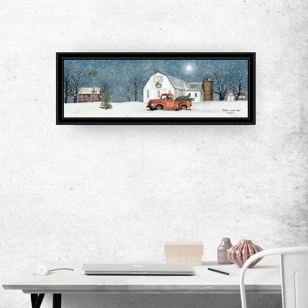 English Elm Trendy Decor 4u Billy Jacobs Winter Farm Framed Art Rustic Pastoral Wall Print B06785424
