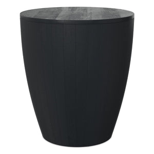 English Elm Elmbrook Solid Mango Wood Drum Side Table with Sculptural Grain for Living Room Black B136P420282