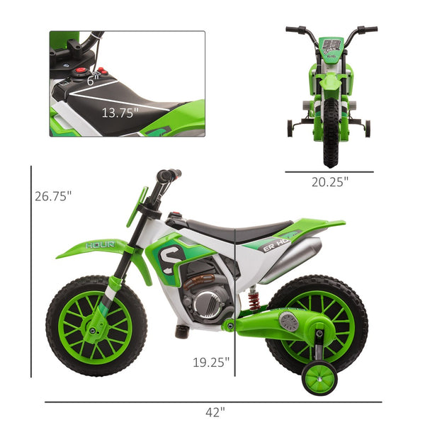 English Elm Aosom 12v Ride-on Dirt Bike for Kids with Training Wheels and Throttle Control W2225P200564