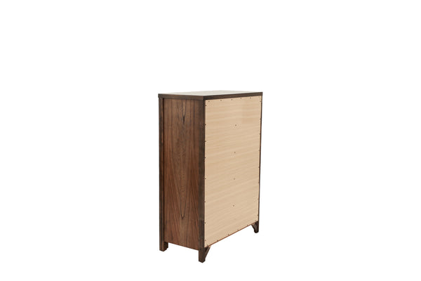 English Elm Oak 5-Drawer Chest of Drawers 34"x17"x49"H – Oak Veneer Bedroom Storage, Contemporary Wood Finish B011P244398