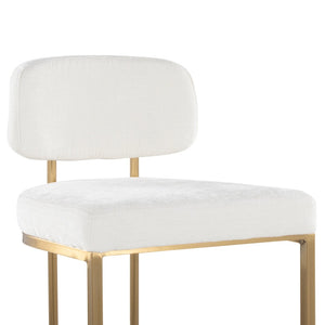 English Elm Fixed-height Barstools Powder Coated Steel Frame Brown Upholstered Seat Set of Two Gold+Creamy White B202P471218