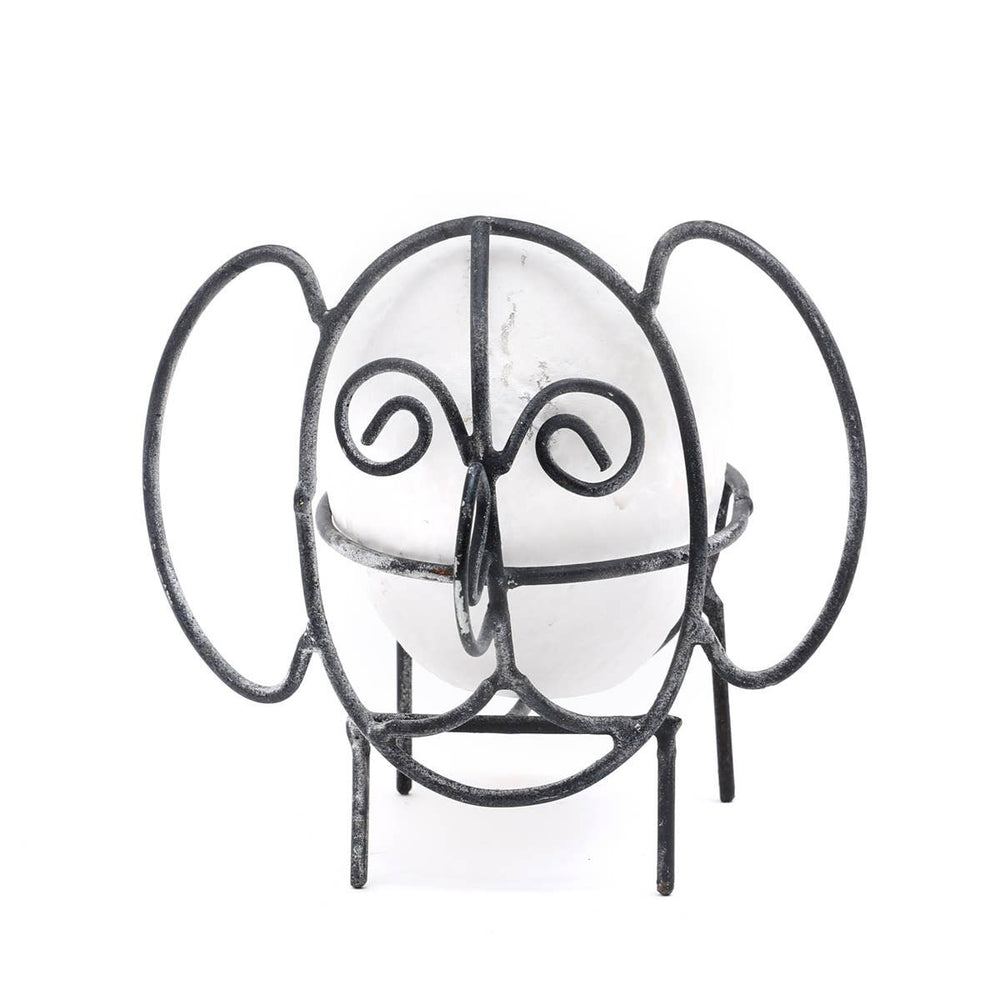 English Elm Handcrafted Eco-Mix Elephant Sculpture with Metal Feet, White Modern Sustainable Décor Accent Gift B346P336793