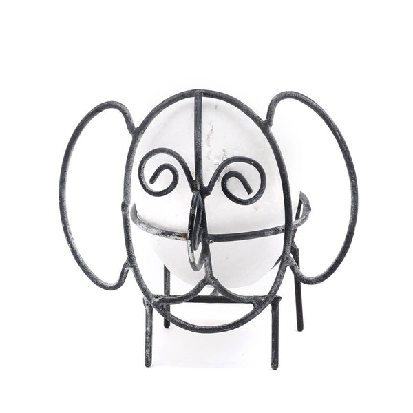 English Elm Handcrafted Eco-Mix Elephant Sculpture with Metal Feet, White Modern Sustainable Décor Accent Gift B346P336793