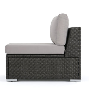 English Elm Christopher Knight Home® - SANTA Rosa Armless Outdoor Chair with Aluminum Frame, Water-Resistant Cushion, Wicker Design, 33"D x 25"W Grey+Silver 57466.00ALUGRY