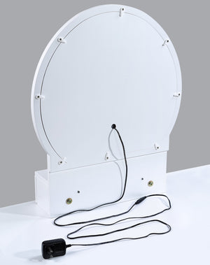 English Elm 3pc Vanity Set with LED Mirror and Cushioned Stool, Gold-Accented Handles, Sleek Modern Dressing Table White 21.75 L x 33.25 W x 13.5 H B011P378511