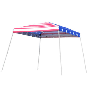English Elm Outsunny Slant Leg Pop-Up Canopy Tent With American Flag Roof – Adjustable Height & Easy Setup! W2225P200588-GIGA