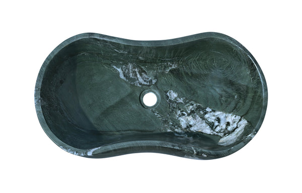 English Elm Green Natural Marble Vessel Sink - Luxurious Polished Stone For Timeless Bathroom Elegance, 23.6" X 14.2" W1696P333271