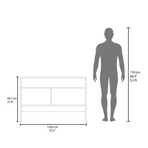 English Elm Console Midway Engineered Wood Console Table in White with Spacious Top Shelf, Lower Open Shelf & Cabinet for Stylish Living Room Storage and Durable Design B092P238696
