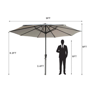 English Elm 9' Outdoor Aluminum Market Umbrella Uv 50 Plus Vented Canopy with Crank Tilt Patio W2911P277284